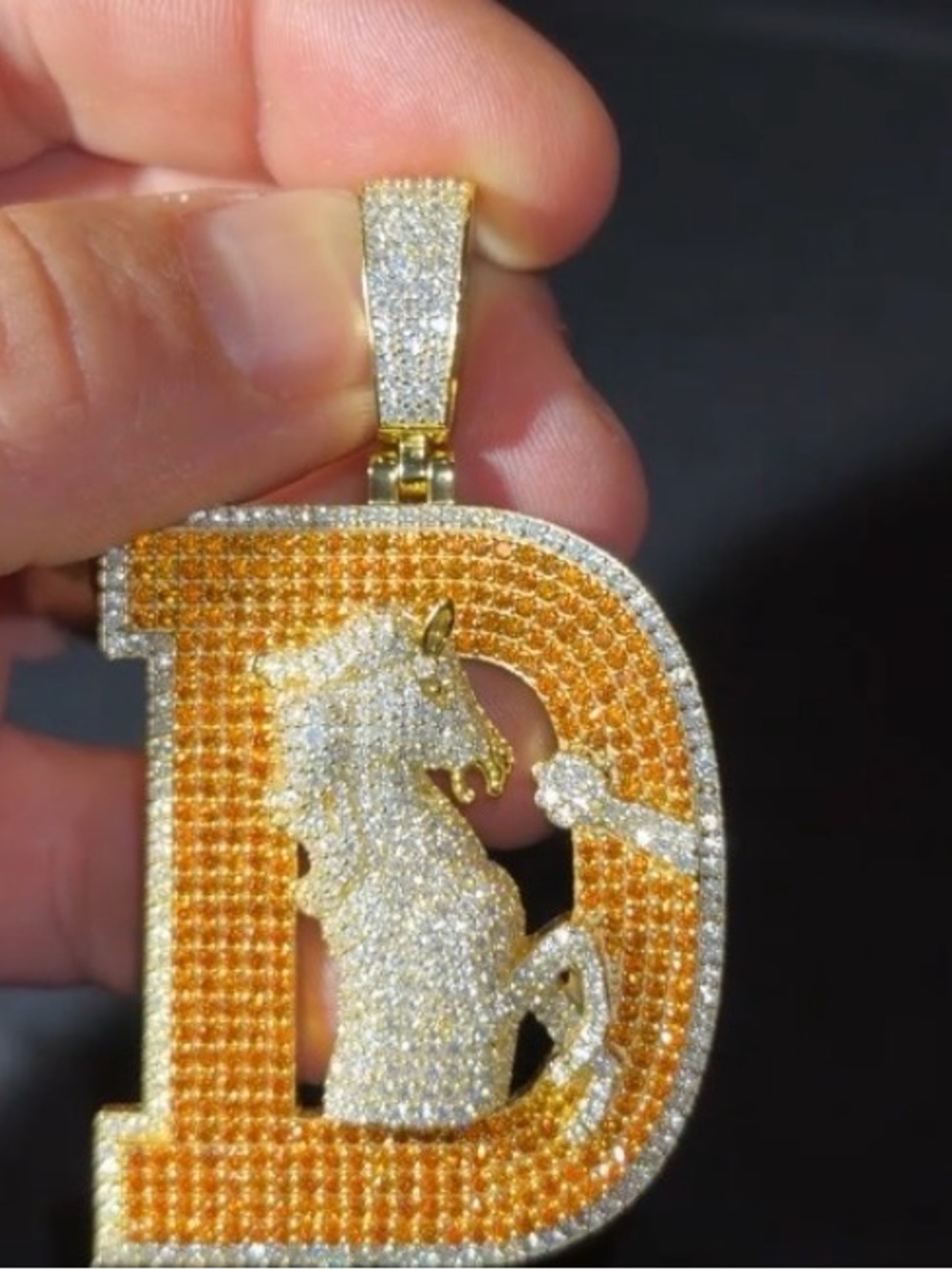 🔥 CUSTOM Made 
Denver Broncos PENDANT 
— GRA CERTIFIED🔥
Will pass Diamond tester